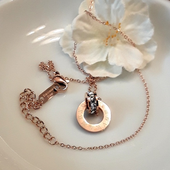 NEW Rose gold Numeric CZ  Necklace - Picture 5 of 8